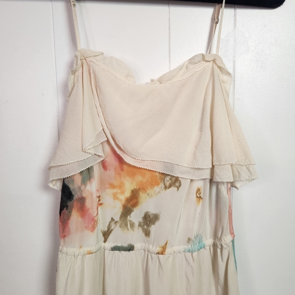 Aritzia Wilfred 100% Silk Emmanuelle Watercolor Mini Dress Cream Size Medium - Picture 3 of 7